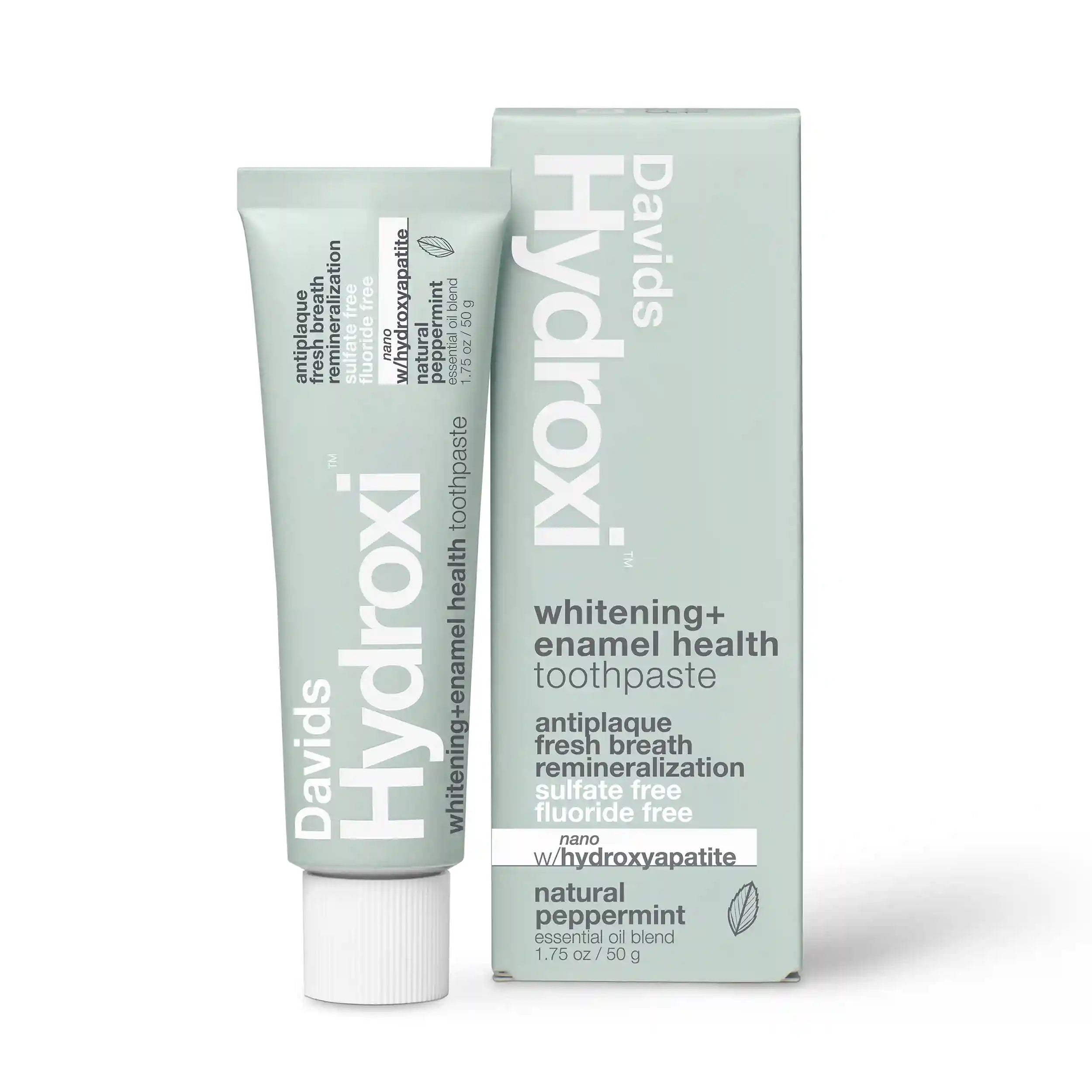 Davids Hydroxi™ travel size toothpaste / whitening + enamel health nano-hydroxyapatite / peppermint / 1.75 oz