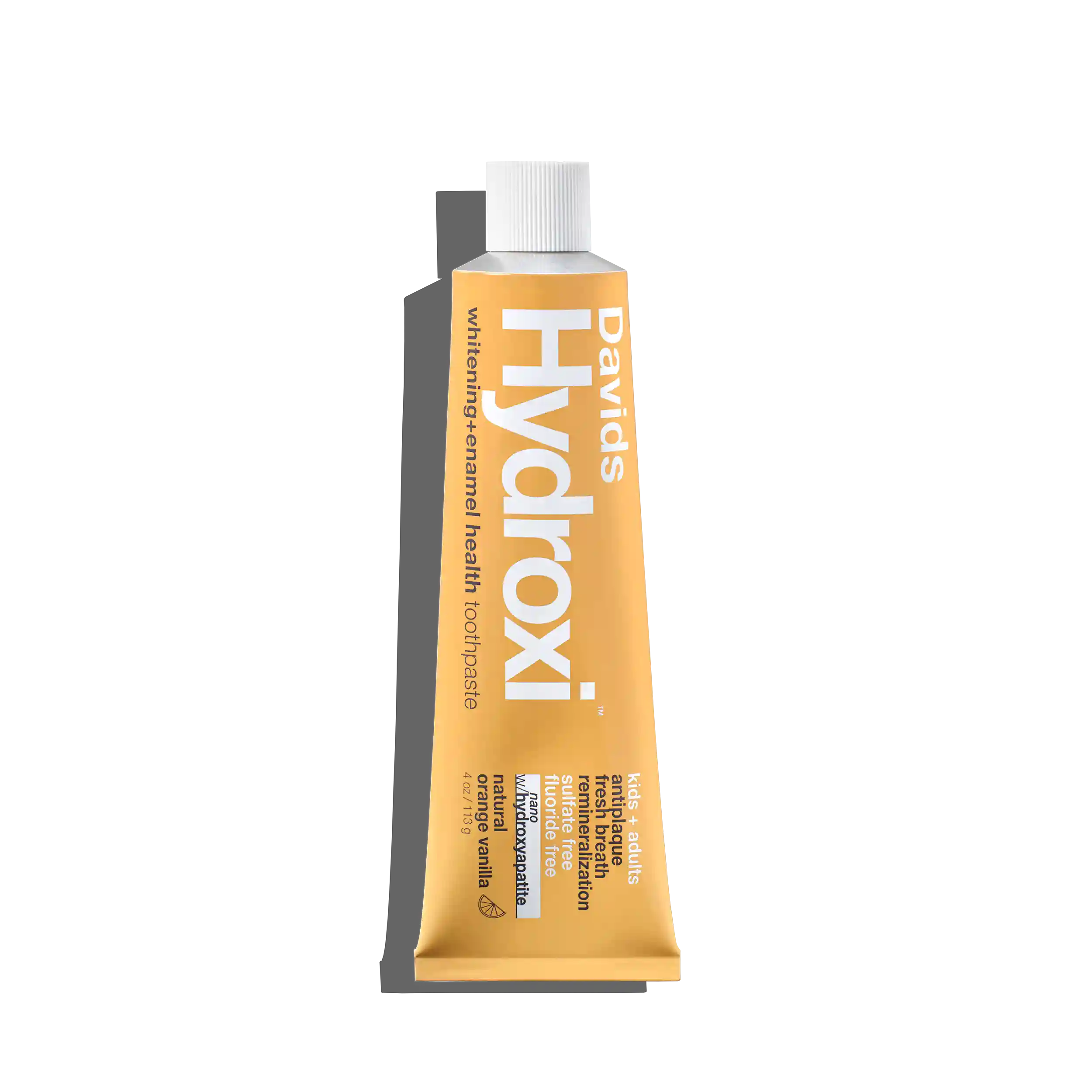 Davids Hydroxi™ whitening + enamel health, nano-hydroxyapatite toothpaste, kids + adults / orange vanilla