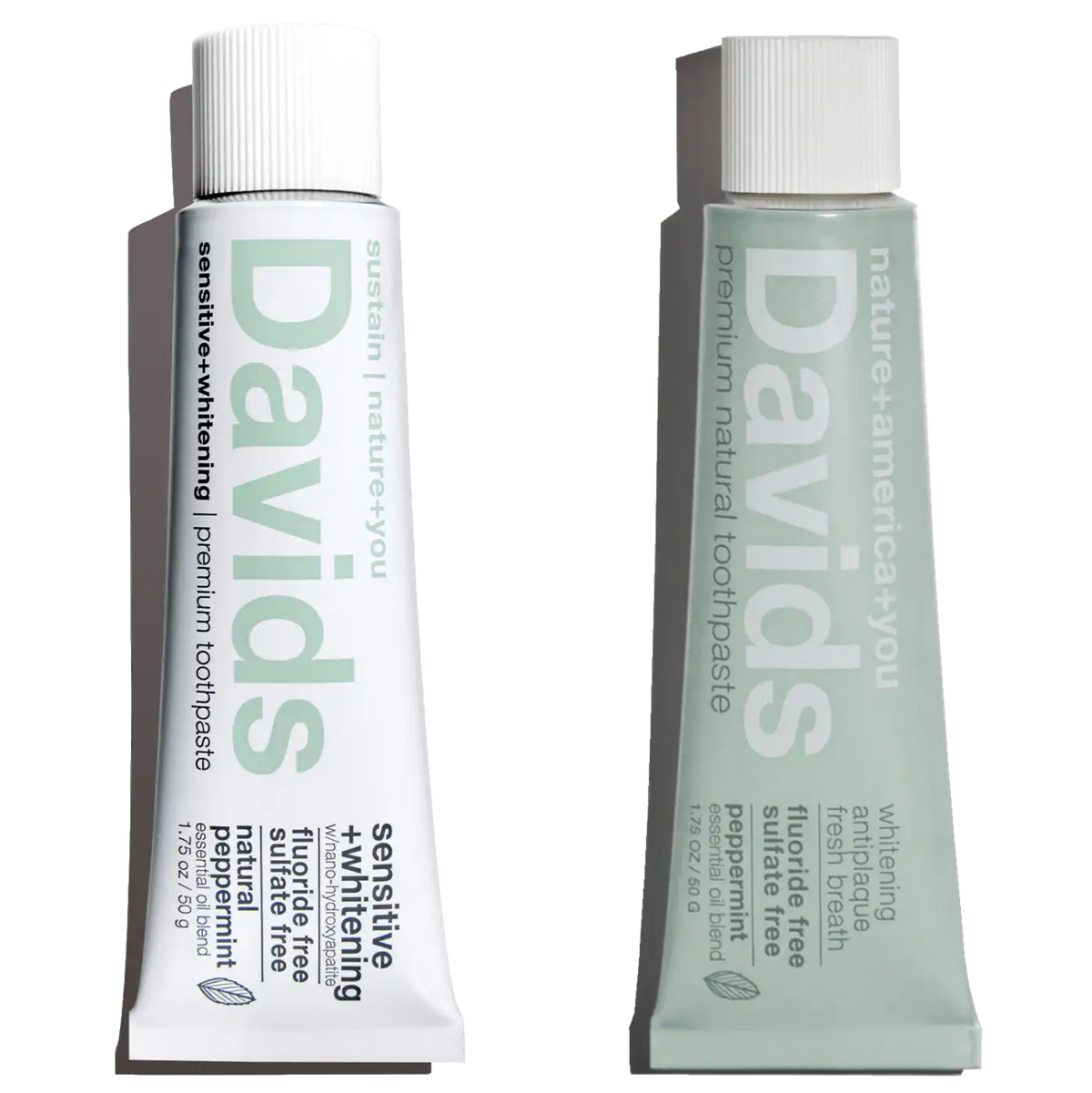 Davids travel size premium toothpaste / duo / 1.75 oz